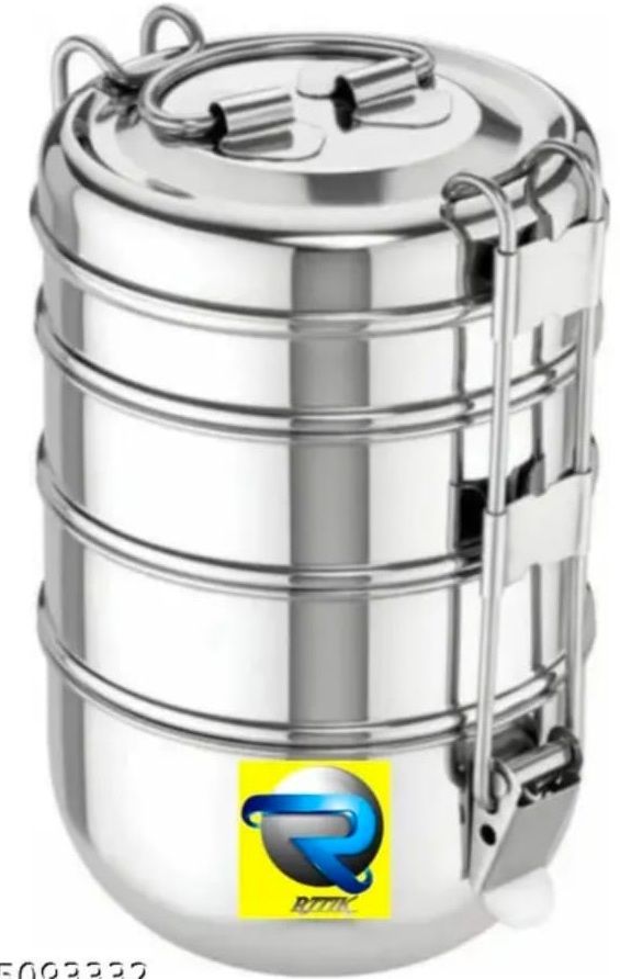 4 BOX TIFFIN 4 Containers Stainless Steel Office Lunch Box-image-4