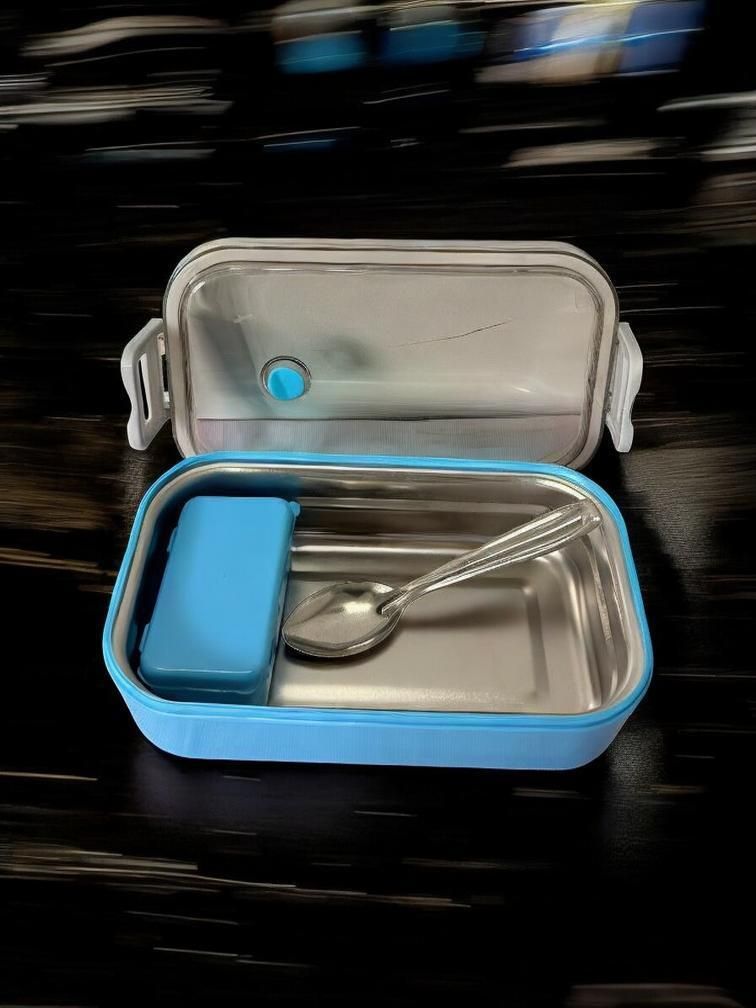 Portable Stainless Steel Lunch Container with Spoon for Fresh Home Meals 1 Containers Stainless Steel School Lunch Box-image-1