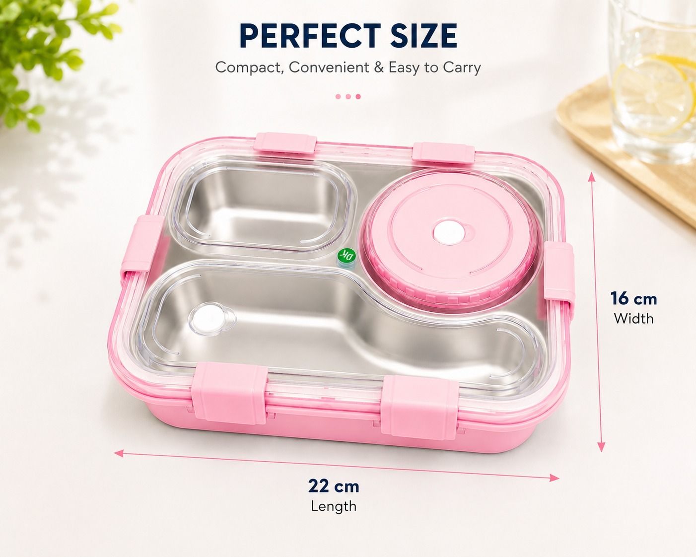 Reusable Leakproof Bento Lunch Box Stainless Steel 750ml+ 100ml Container 3 Containers Stainless Steel School Lunch Box-image-25