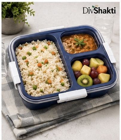 3 Compartment Lunch Box 114 3 Containers Plastic School Lunch Box-image-8