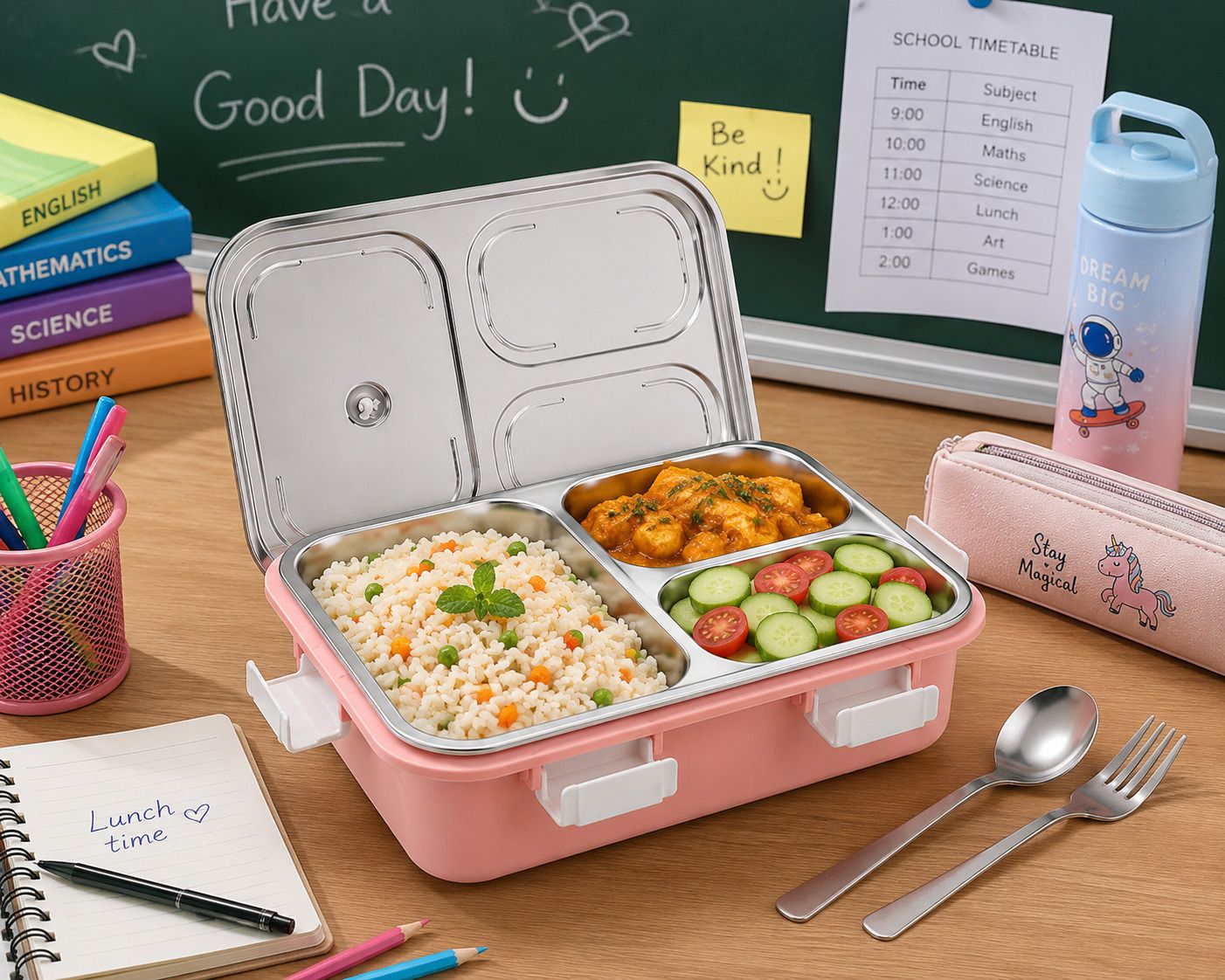 anshulkumar food pack box 3 Containers Stainless Steel Office Lunch Box-picture-3