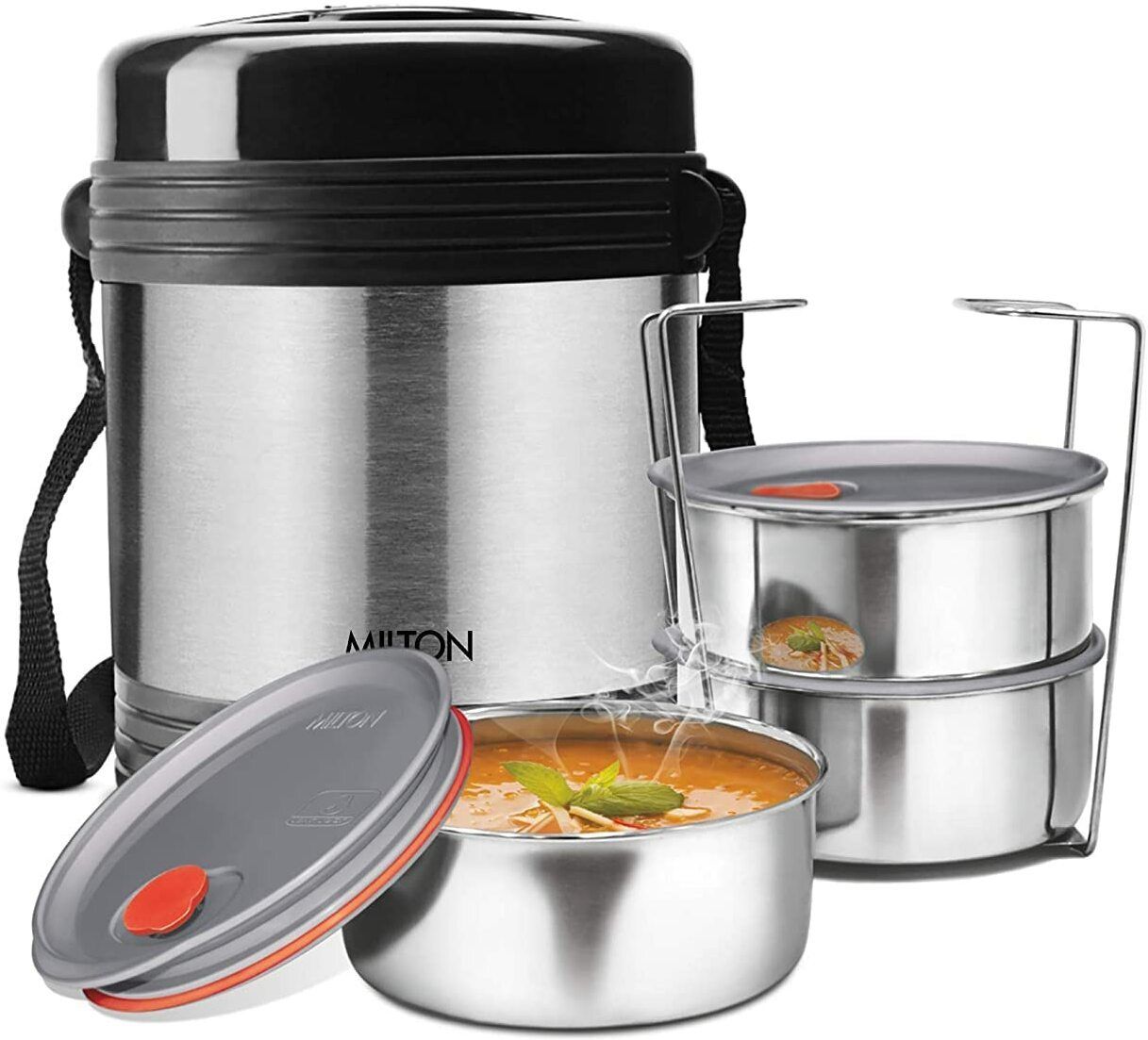 milton Thermosteel Legend 3 Container Stainless Steel Tiffin Lunch box 3 Containers Stainless Steel Office Lunch Box-picture-33