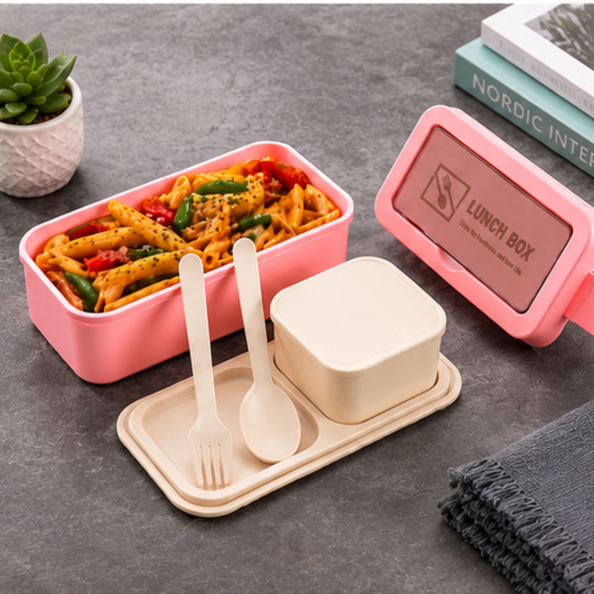 Leakproof Lunch Box 3 Containers Plastic Office Lunch Box-image-7