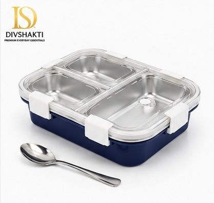 3 Compartment Lunch Box 73 3 Containers Stainless Steel Office Lunch Box-image-12