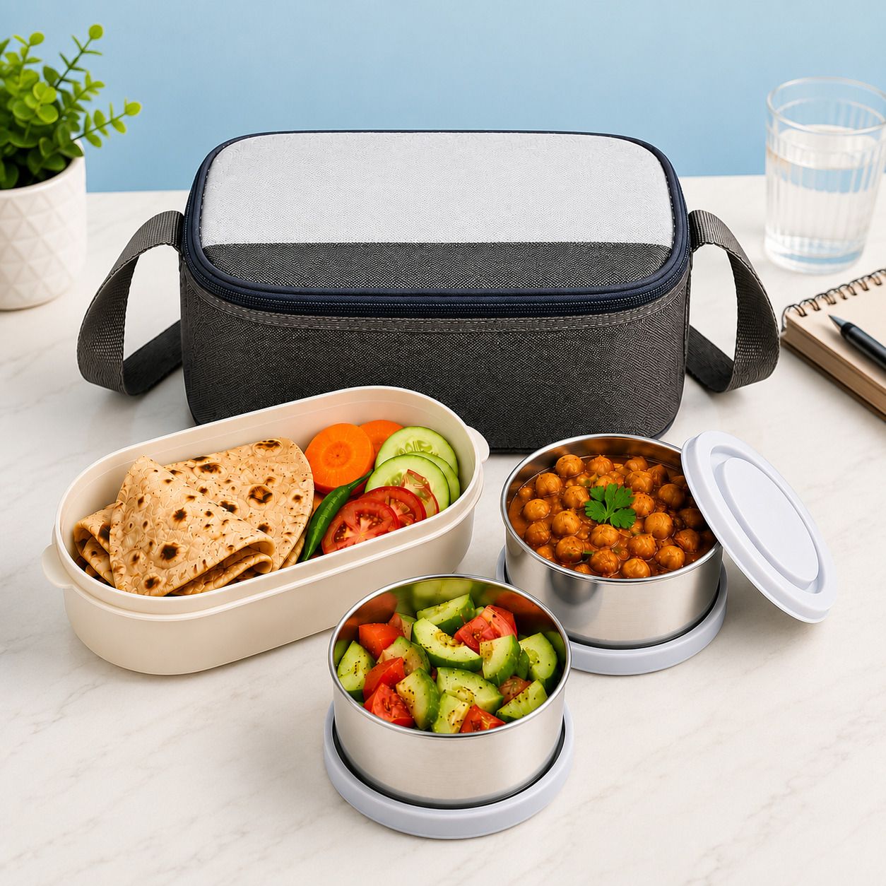 rsp BlissLB115 3 Containers Stainless Steel Office Lunch Box-picture-1