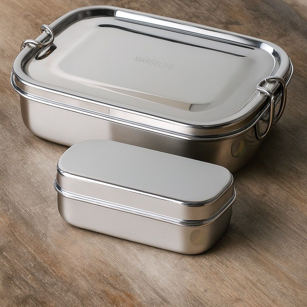 Heavy Stainless Steel Lunch Box with Inner Small Box for Office & School Use 2 Containers Lunch Box-image-29