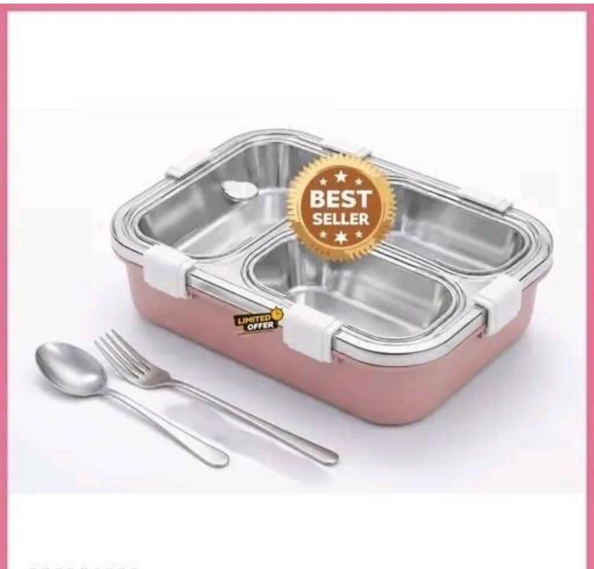 anshulkumar SteelFresh Trio 3 Containers Stainless Steel School Lunch Box-picture-1