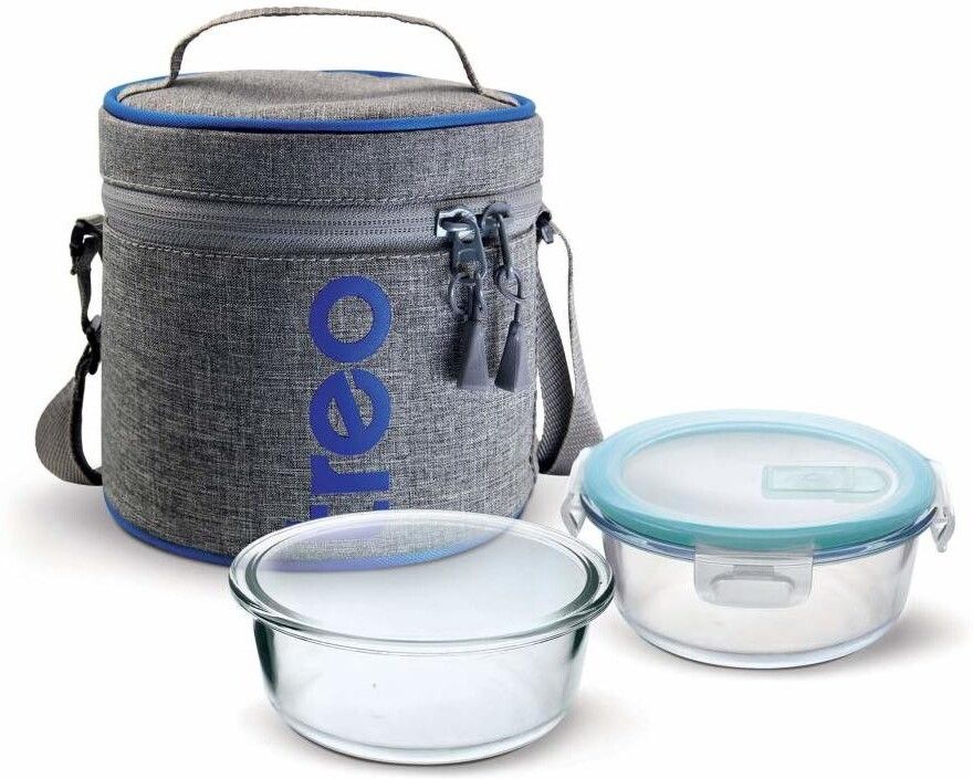 ALL FRESH BOROSILICATE GLASS TIFFIN 2PCS SET 2 Containers Lunch Box-image-28