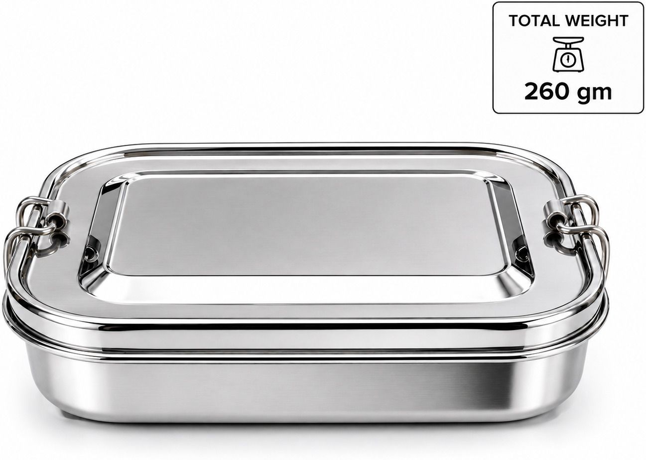 Steel Lunch Box Rectangular 2 Containers Stainless Steel School Lunch Box-image-42
