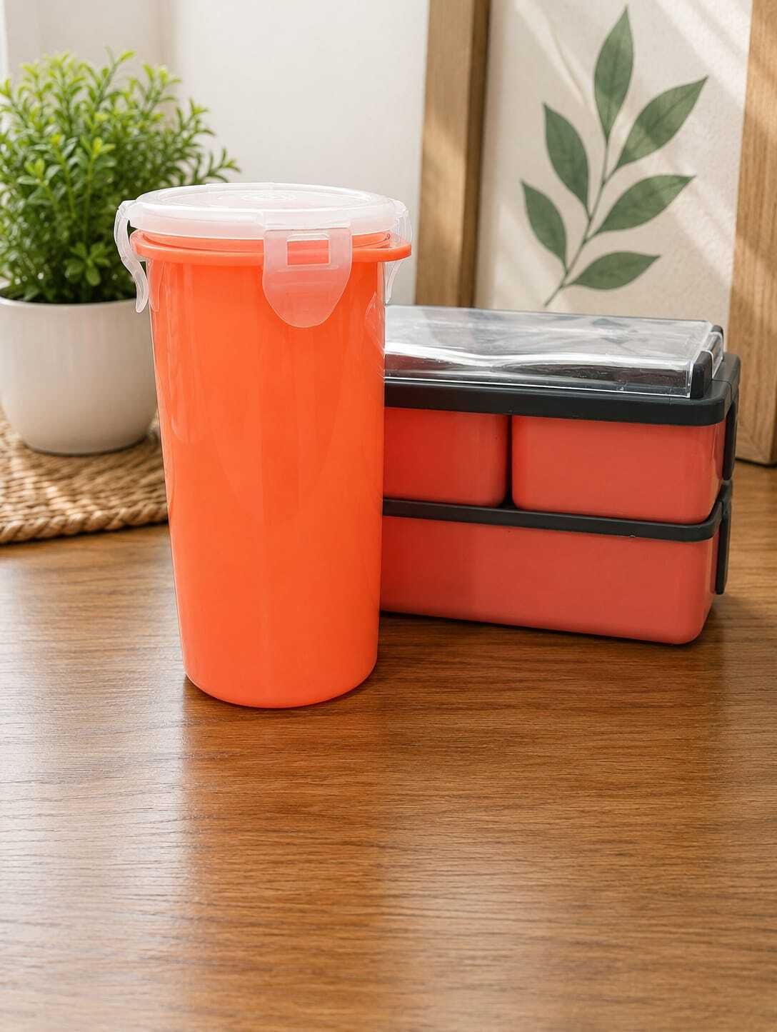 Dubel Dekar Lunch Box With Water Bottle Combo school kids 3 Containers Plastic School Lunch Box-image-32