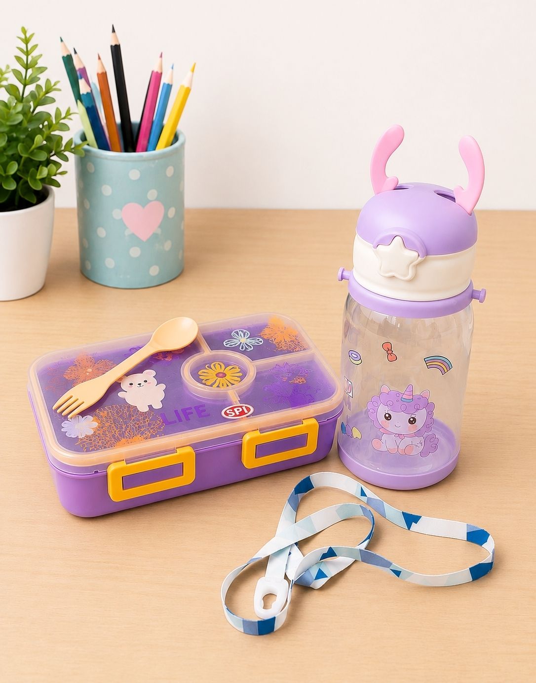 Kid's lunchbox and water bottle combo ( purpal) 3 Containers Plastic School Lunch Box-image-29