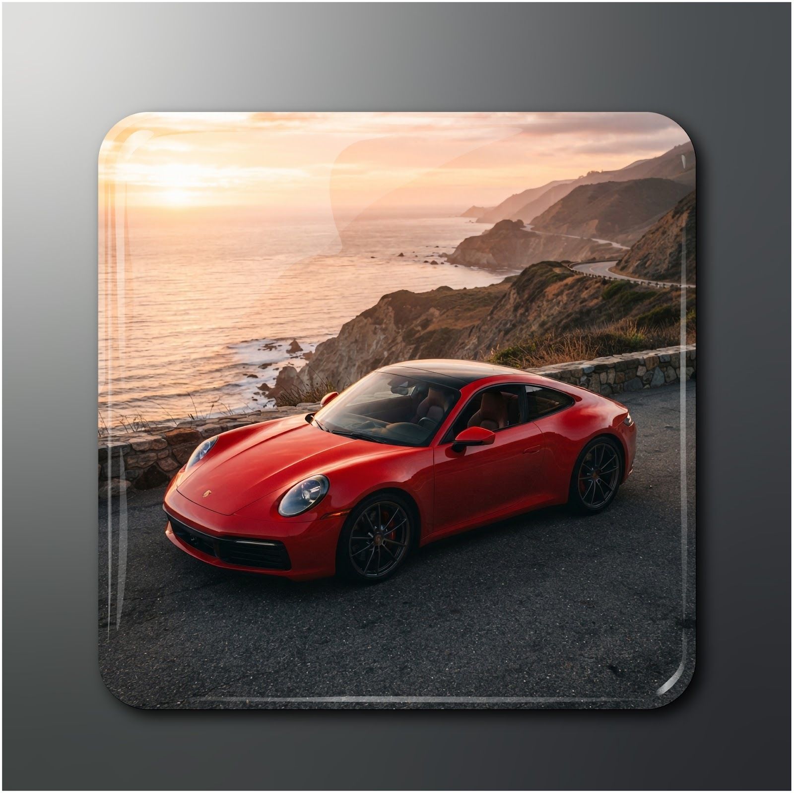 opryx Red Sports Car Sunset Magnet 2x2 in (Pack of 1) Fridge Magnet Pack of 1-picture-14