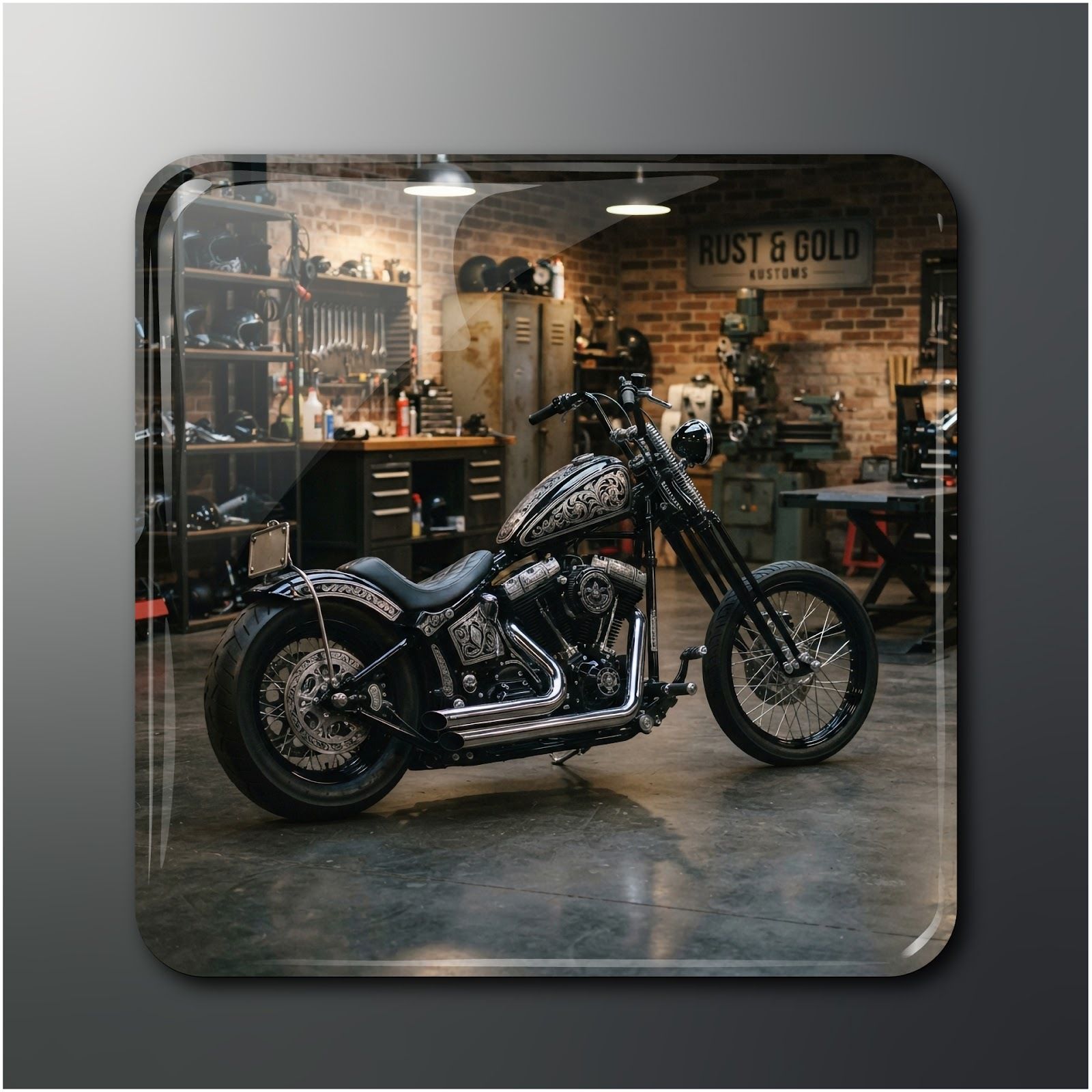 Biker Custom Motorcycle Magnet 2x2in Pack of 1 Fridge Magnet Pack of 1-image-38