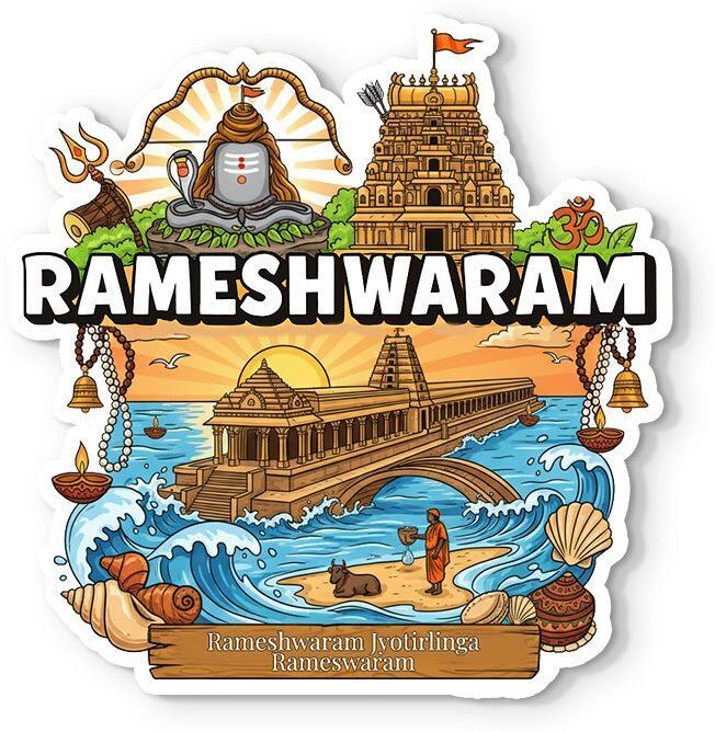 Stylish 3mm Thick Rameshwaram Jyotirlinga Magnet for Fridge & Wardrobe Fridge Magnet Pack of 1-image-32