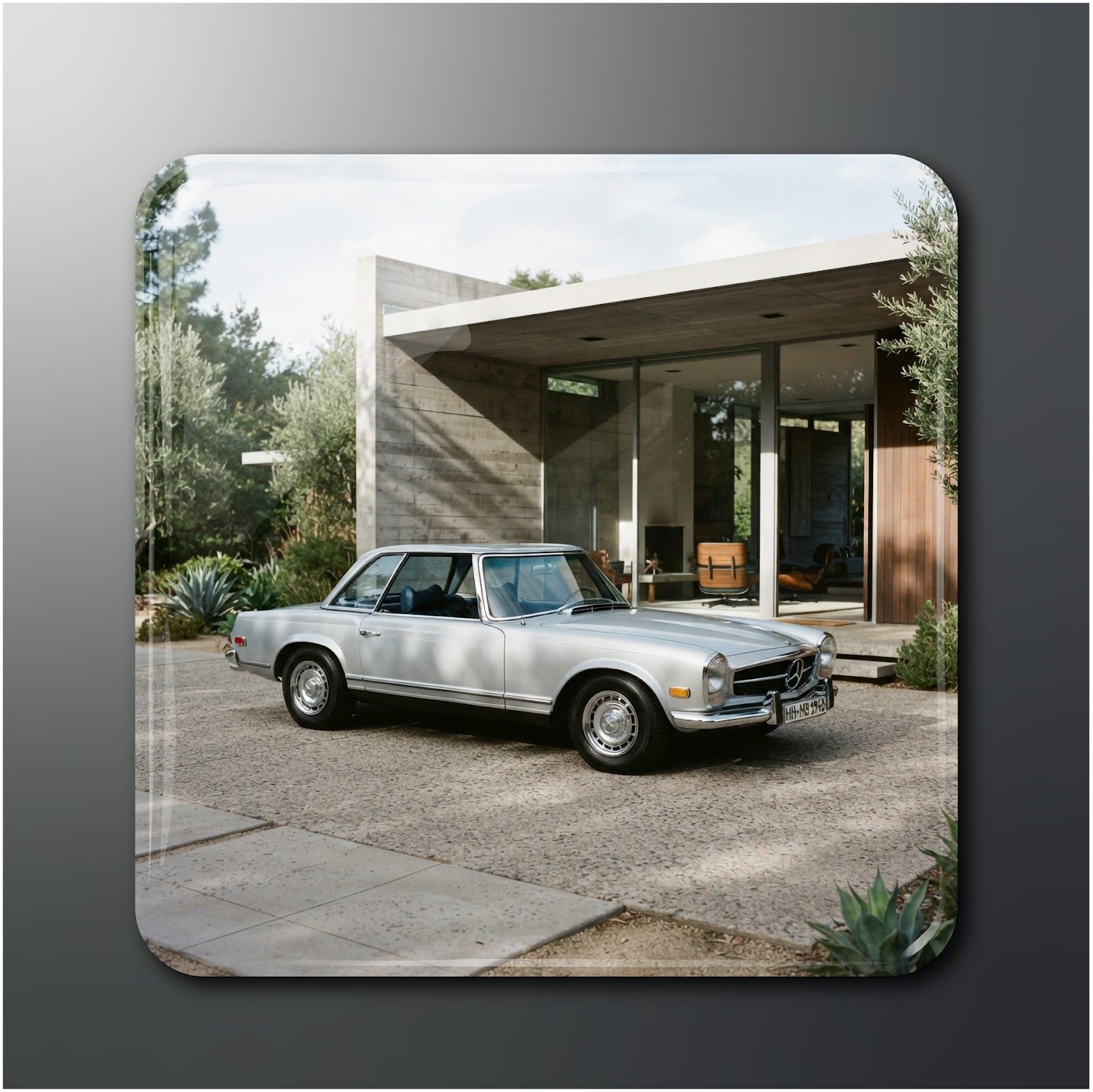 Vintage Silver Car Fridge Magnet 2x2in Pack of 1 Fridge Magnet Pack of 1-image-6