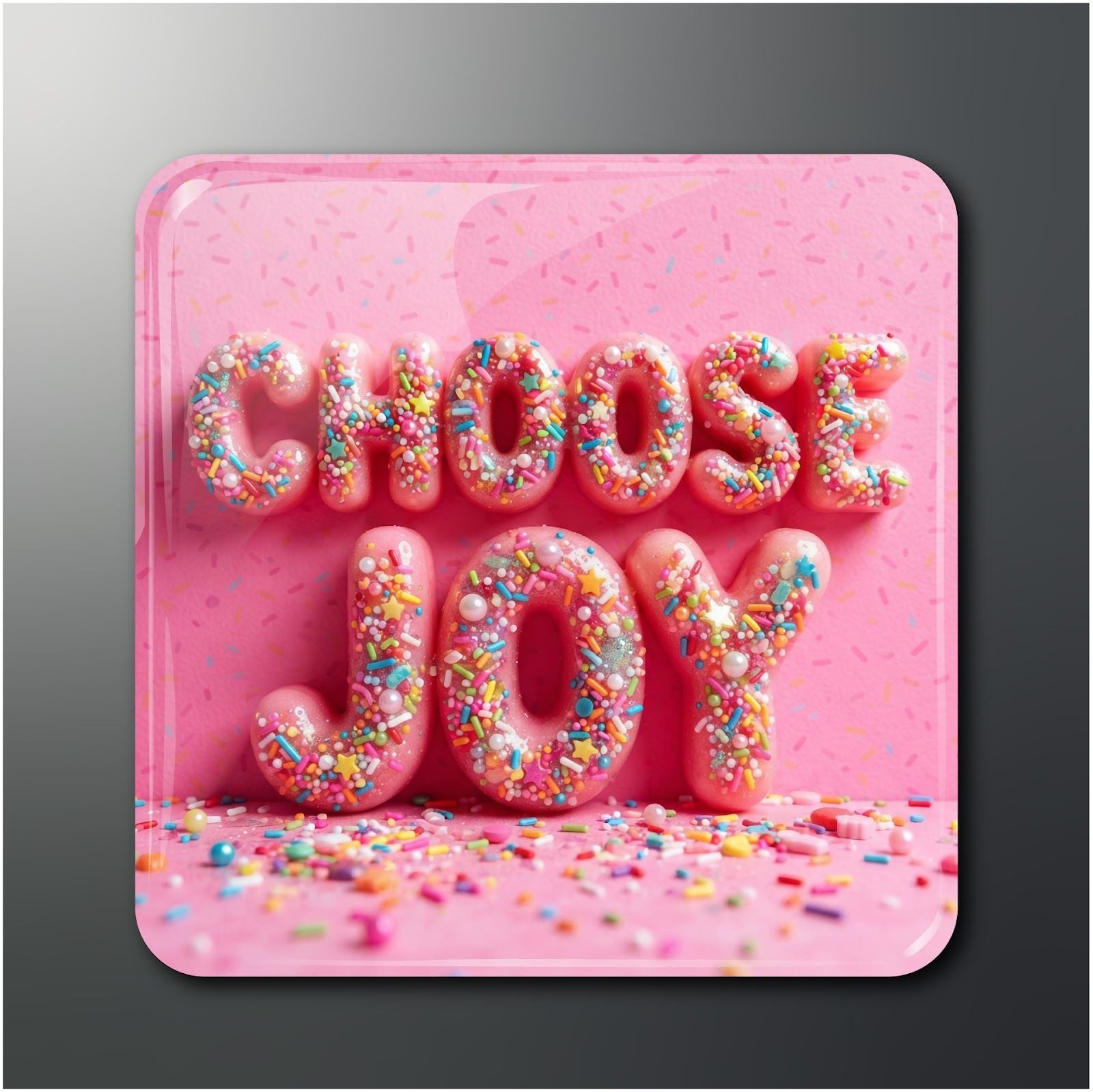 Choose Joy Pink Sprinkle Magnet 2x2" Pack of 1 Fridge Magnet Pack of 1-image-37