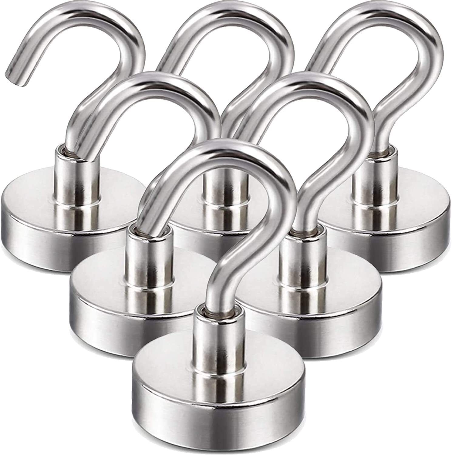 aleaf 6 Pieces of Strong Neodymium Hook Magnets, 6 Kgs Vertical Pulling Force Magnet Multipurpose Office Magnets, Door Magnet, Fridge Magnet, Kitchen Organiser Magnet Pack of 6-picture-11