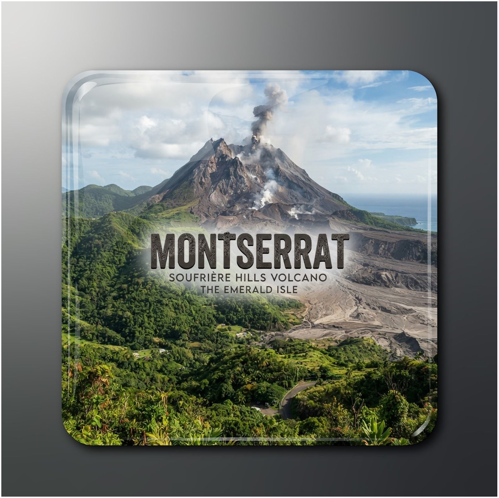Montserrat Volcano Glossy 2x2 in Magnet Pack of 1 Fridge Magnet Pack of 1-image-46