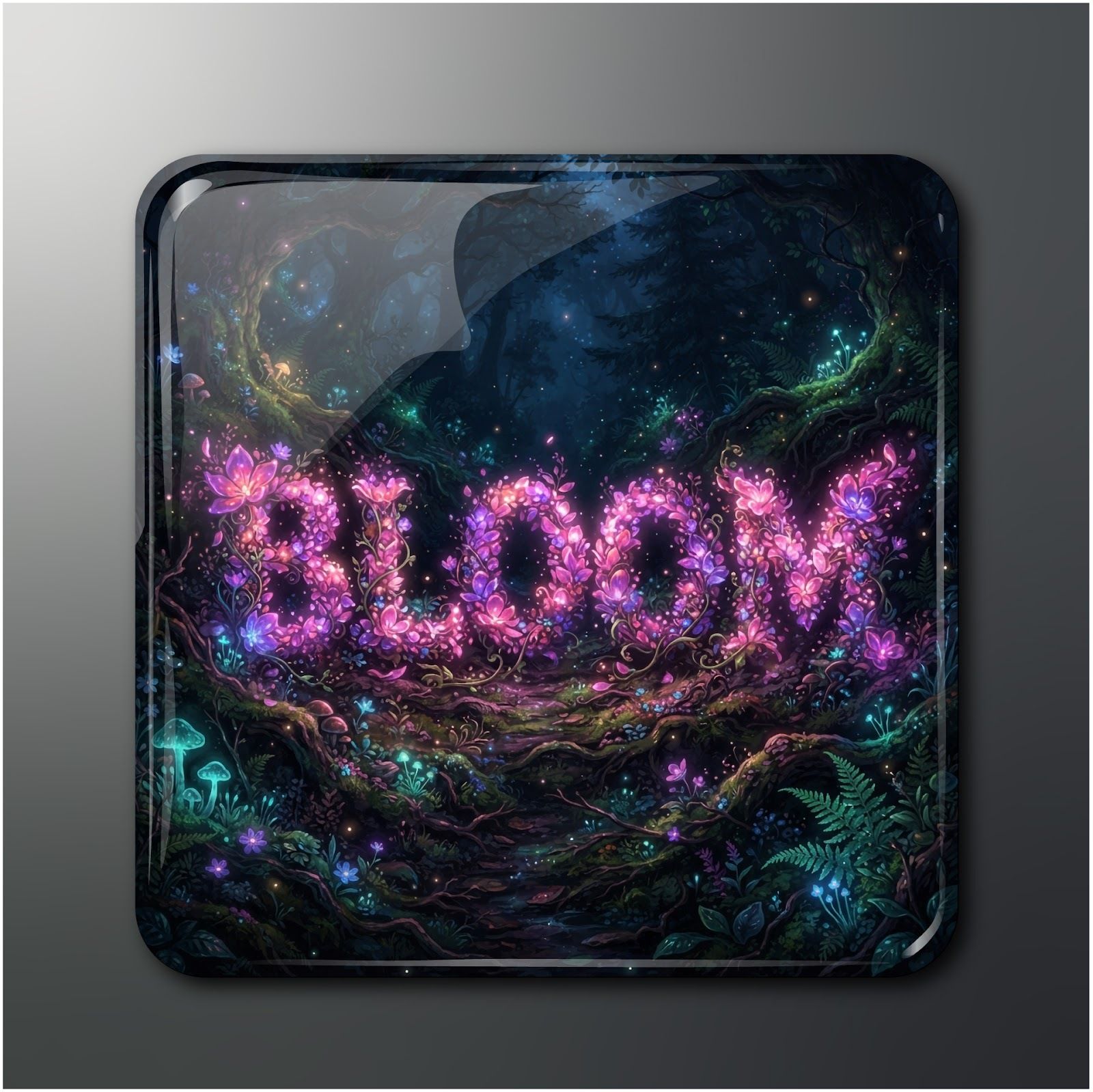 "BLOOM" Floral Forest Glossy Magnet, 2x2 in, Pack 1 Fridge Magnet Pack of 1-image-5