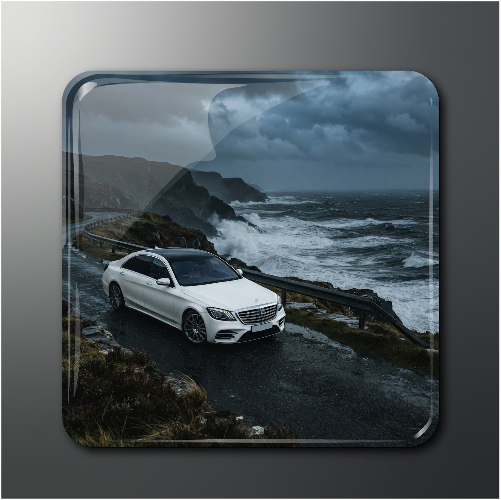 opryx White Sedan Storm Magnet, 2x2in, Pack of 1 Fridge Magnet Pack of 1-picture-16