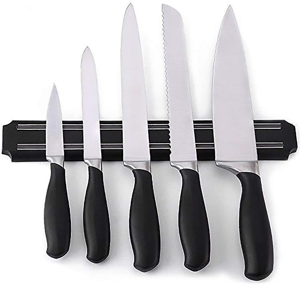 33CM Magnet Kitchen Knife Holder, Magnetic Knife Storage Strip, Knife Rack Strip Patti 13 Inch,Magnetic Knife Bar (Black) Kitchen Organiser Magnet Pack of 1-image-1