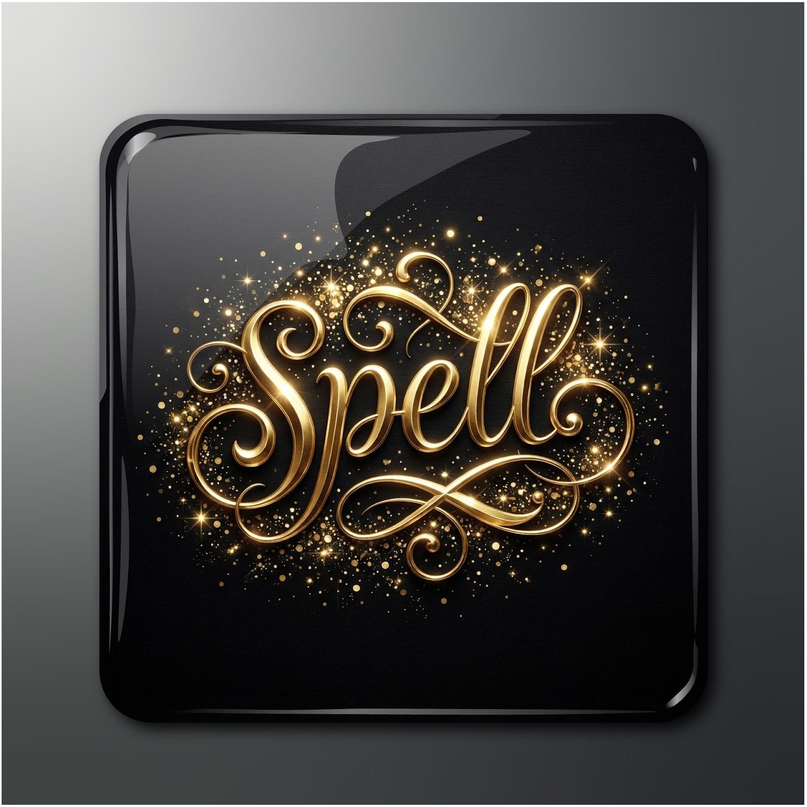 "Spell" Gold Glossy Fridge Magnet 2x2 (Pack of 1) Fridge Magnet Pack of 1-image-7