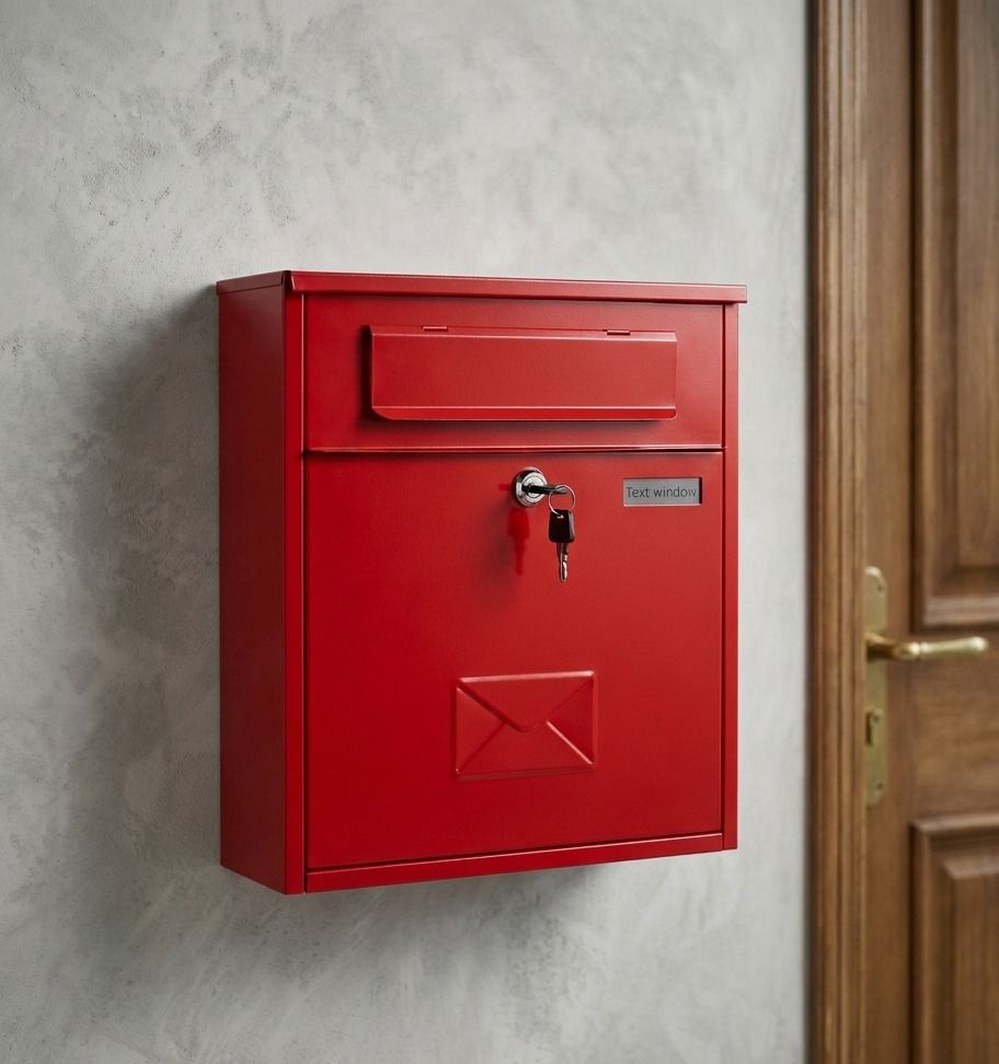 Wall Mounted Iron Mailbox Lockable Outdoor Letter Box | Powder Coated Red Finish Wall Mounted Mailbox-image-1