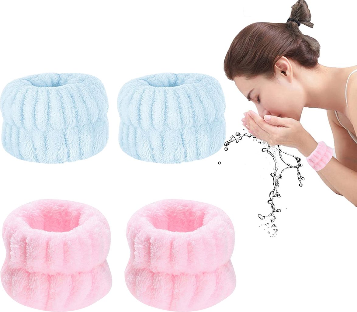 Set of 2 Face Wash Wristband, Sweat Wristband for Women, Super Water Absorbent Women Wrist Band