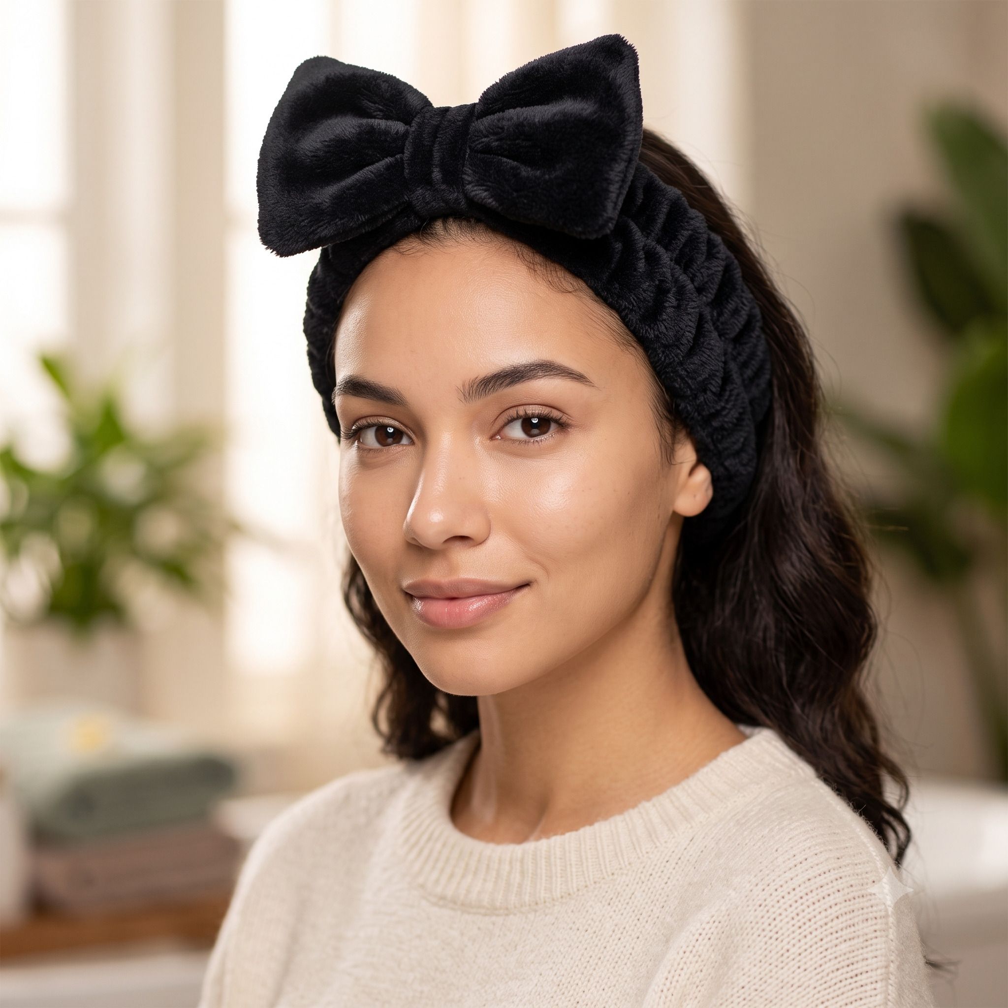 shreedhar impex Soft Fleece Bow Headband for Women Makeup Skincare Spa Hair Accessory Makeup Headband-picture-1