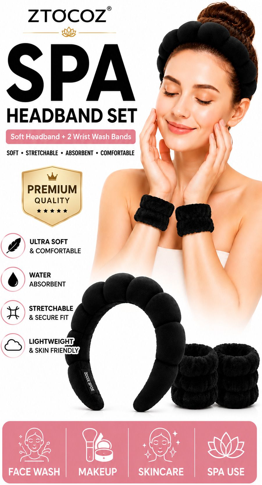 Head Band for Women Hair Band Face Wash Headband Makeup Headband Set Makeup Headband-image-31