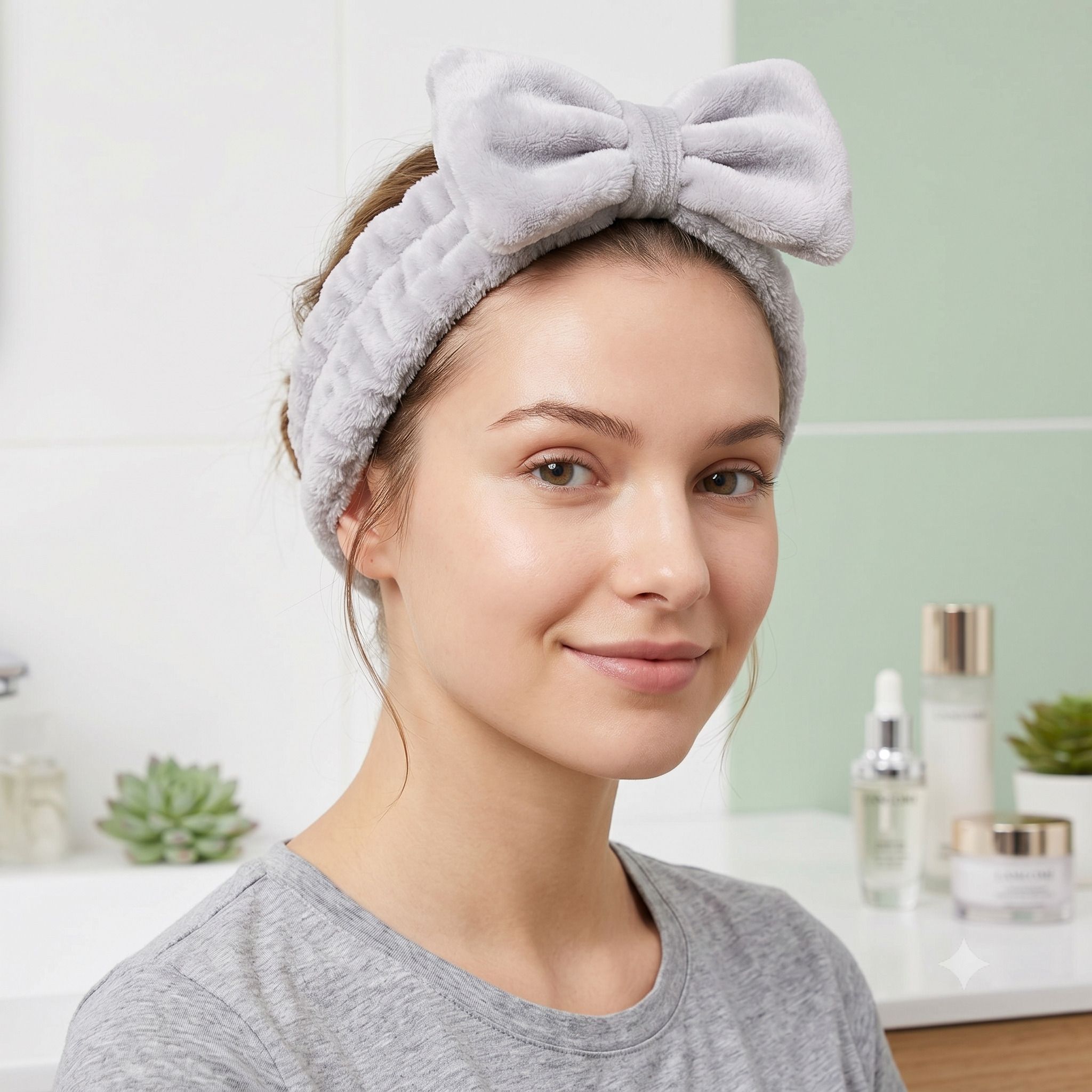sajani enterprise Soft Plush Bow Headband for Women & Girls Spa Makeup Face Wash Band Makeup Headband-picture-5