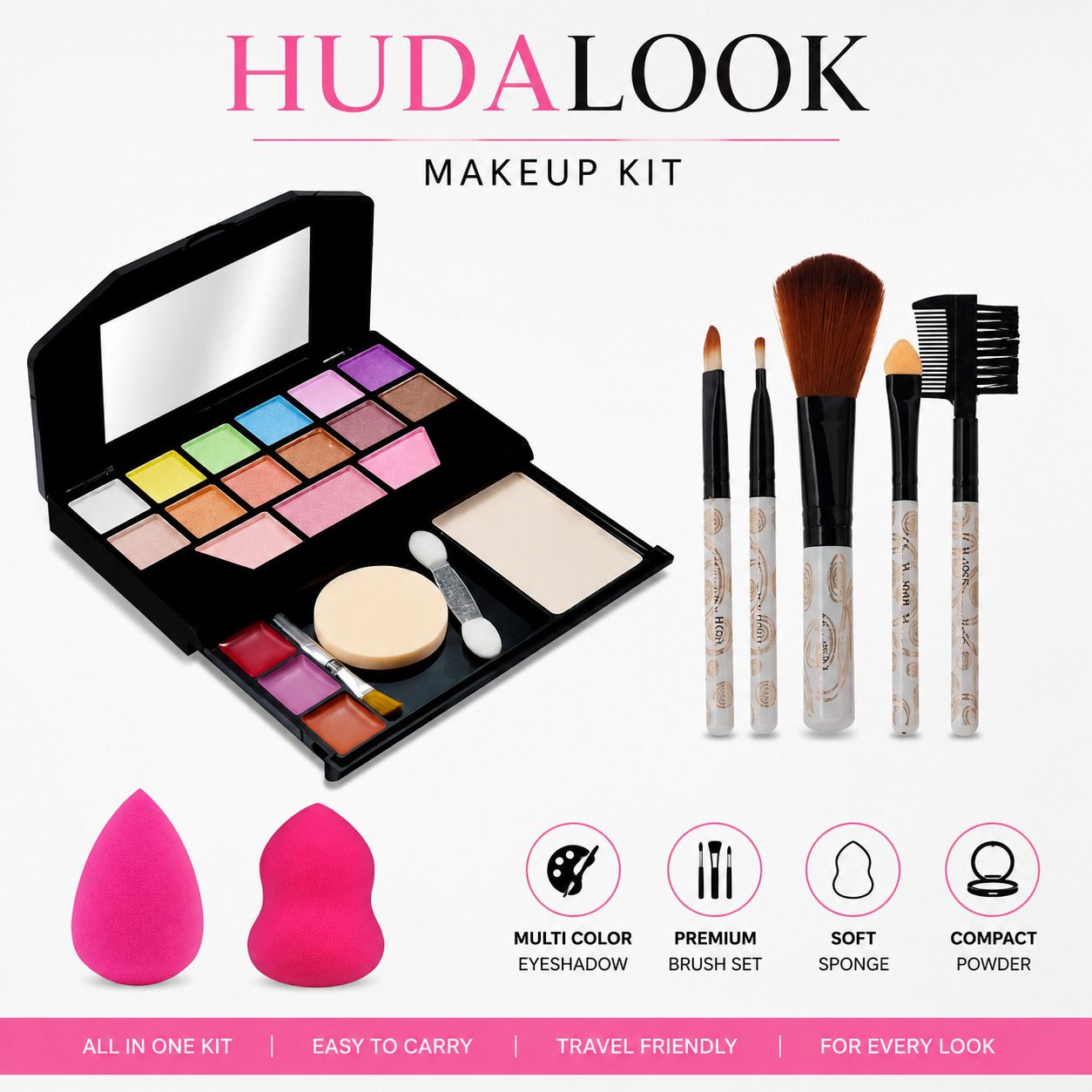 6155 Fashion Makeup Kit + 5 pcs makeup brush + 1 puff-image-11