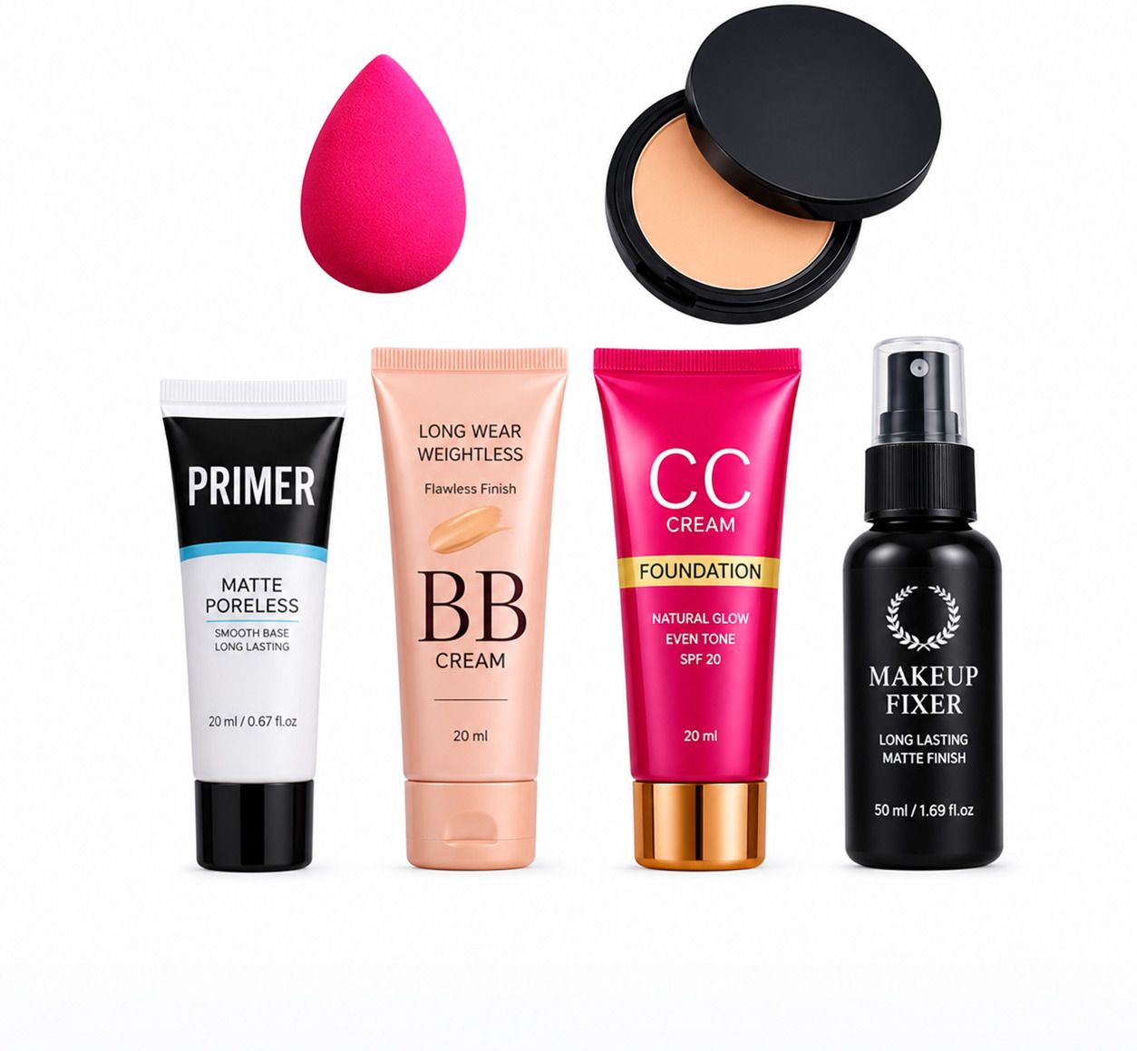 cismoline 6 in 1 Makeup Combo Kit with Primer BB Cream CC Cream Compact & Fixer-picture-29