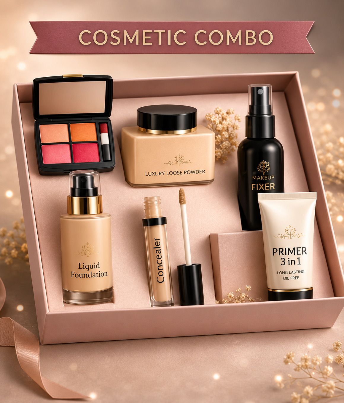 4in1 Blusher With Fixer Primer Foundation Powder & Concealer-image-6