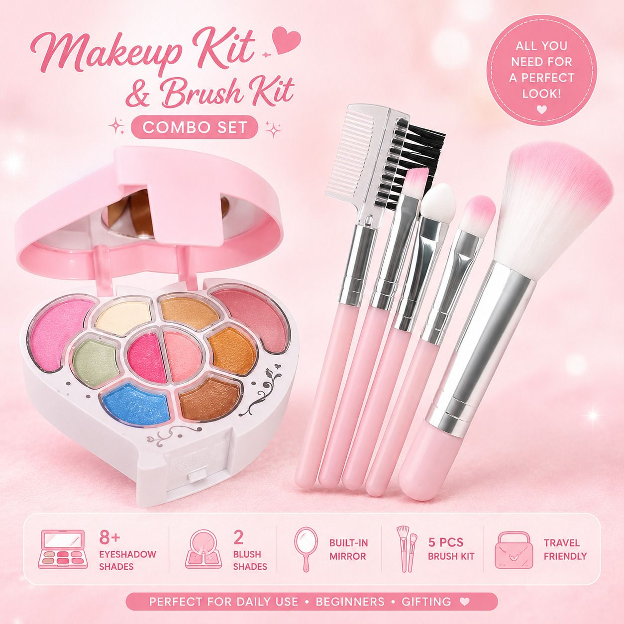 nayvix All-in-One Makeup Kit with Brush Set | Eyeshadow Palette, Blush & Mirror-picture-45