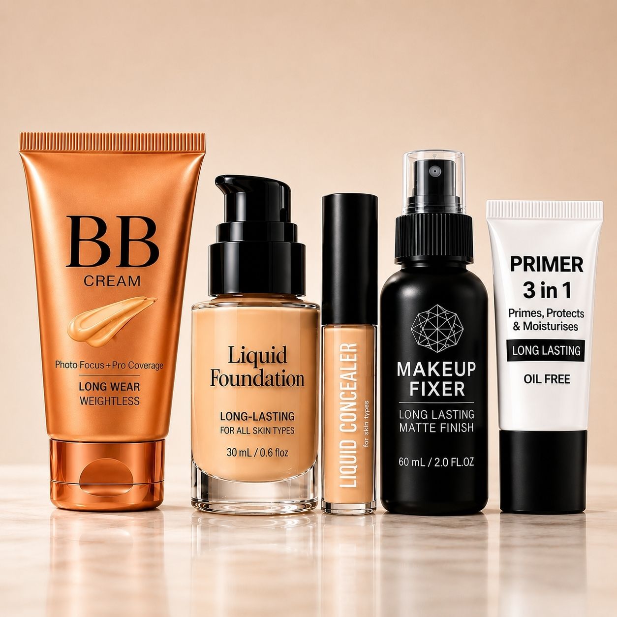 lunabliss Makeup Combo: BB Cream, Primer, Liquid Foundation, Concealer, Fixer 5 Items-picture-37