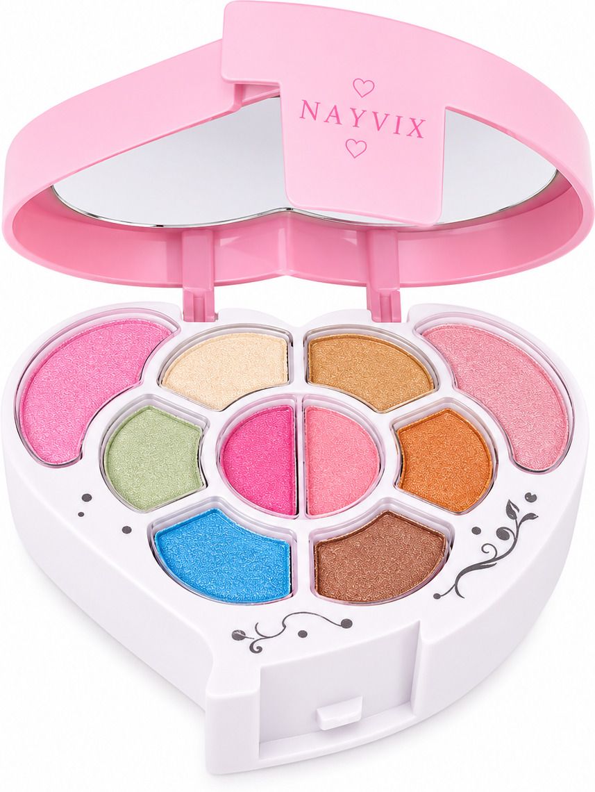nayvix Heart Shape Makeup Kit with Mirror |Multi Color Eyeshadow Cosmetic Set for Girls-picture-21
