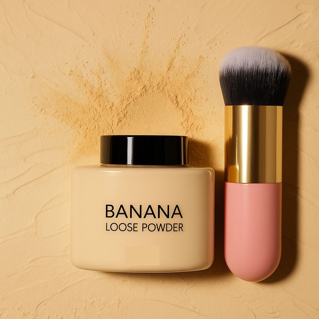Banana Loose Powder with Premium Makeup Brush