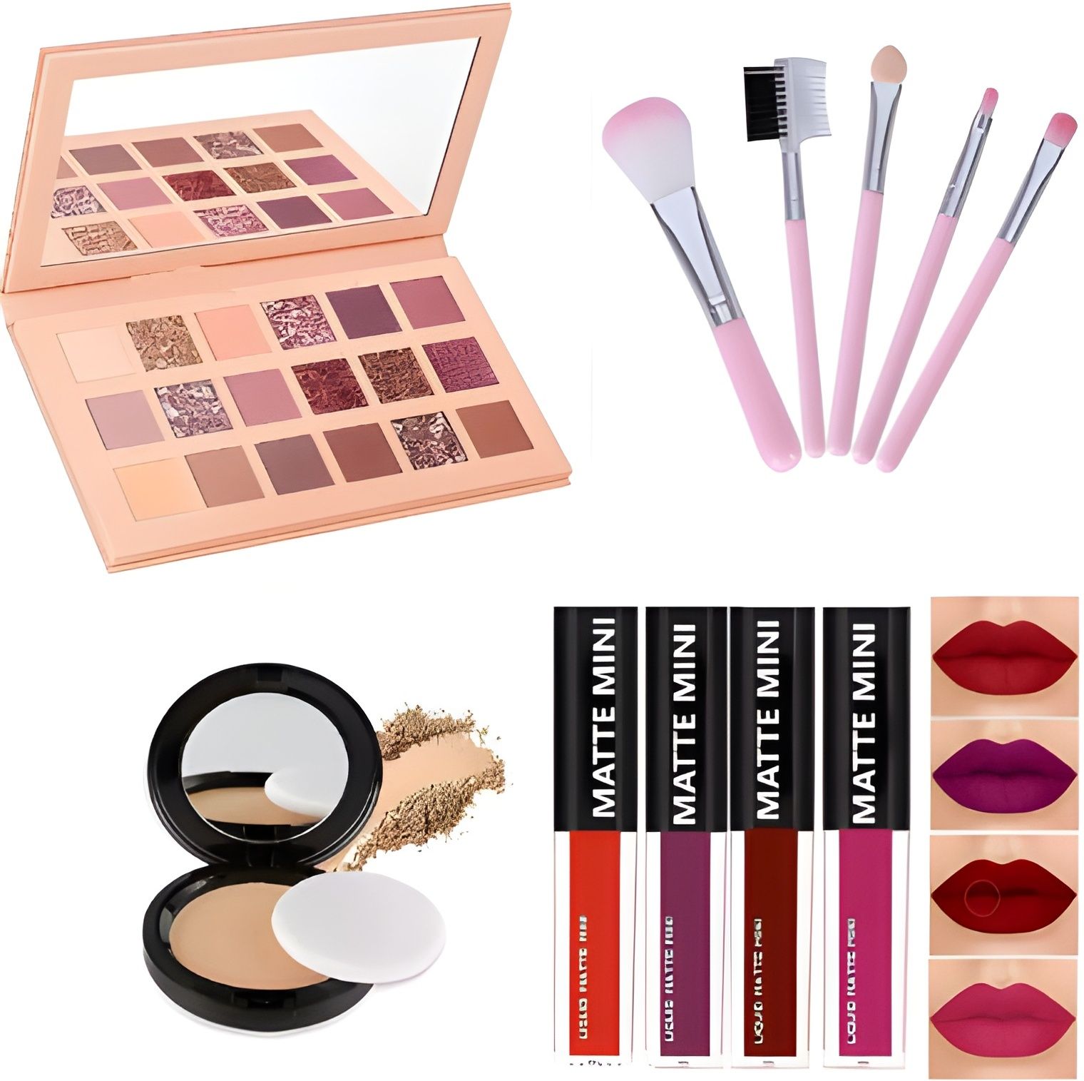 18 MULTICOLOR MAKEUP KIT WITH 5PC. BRUSH SET, COMPACT POWDER AND MINI LIPSTICK-image-13