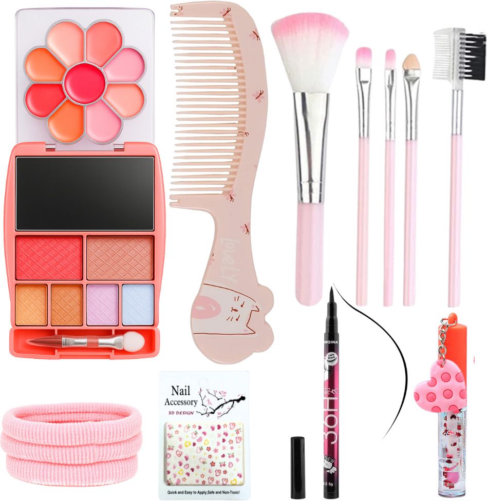 linivya All-in-One Portable Makeup Kit for Girls- Comb, Eyeliner, Hairband & More-picture-19