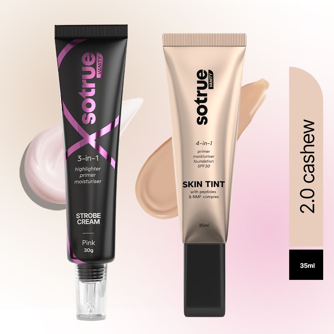 Go-to Glow Combo | Skin Tint (Cashew) 35ml & Strobe Cream (Pink) 30gm-image-5