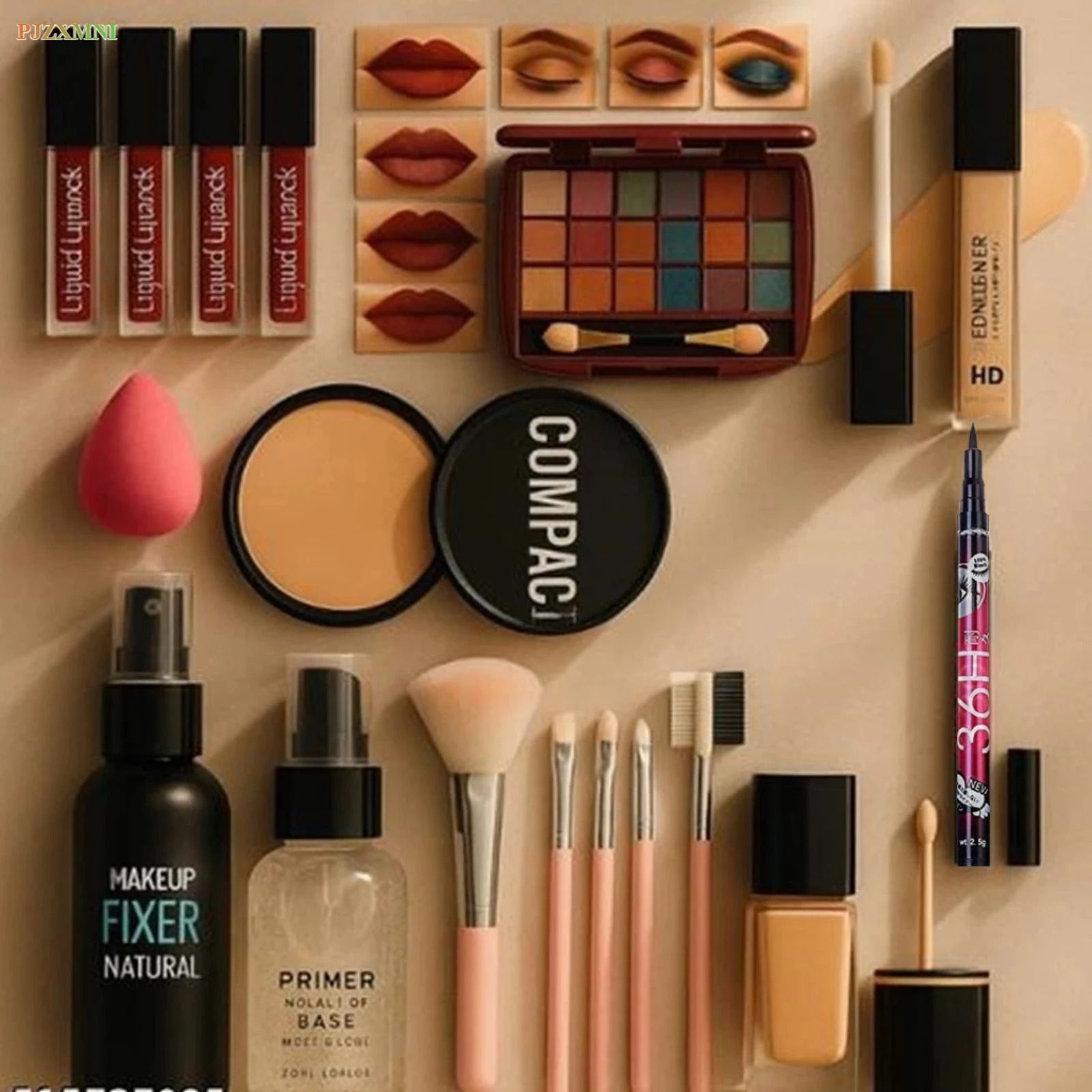 Complete Makeup Set For Women With Compact And Eyeliner (17 Items in the set)-image-9