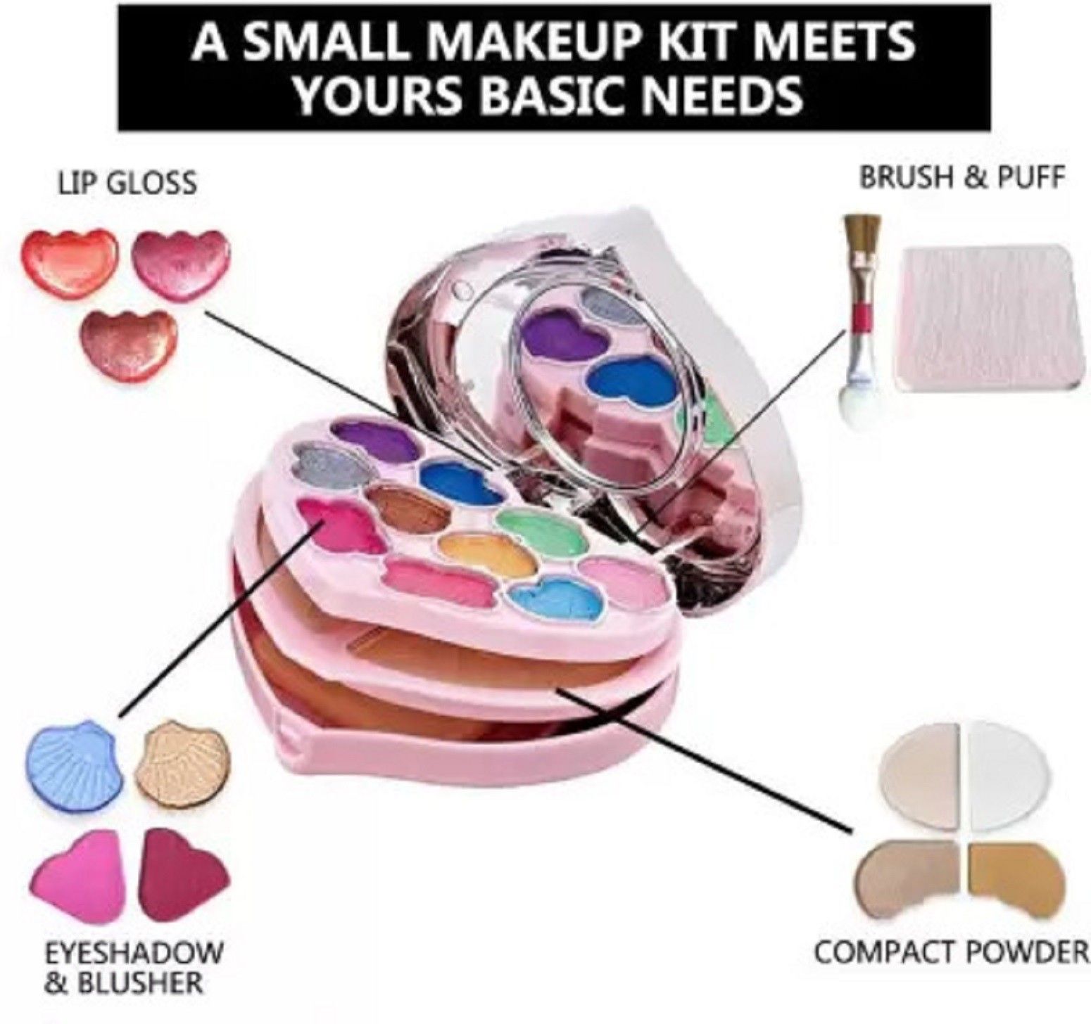 fitbyte Mini Makeup Kit for Girls Eye shadow Lip Gloss Mirror Contour Powder Palette-picture-27