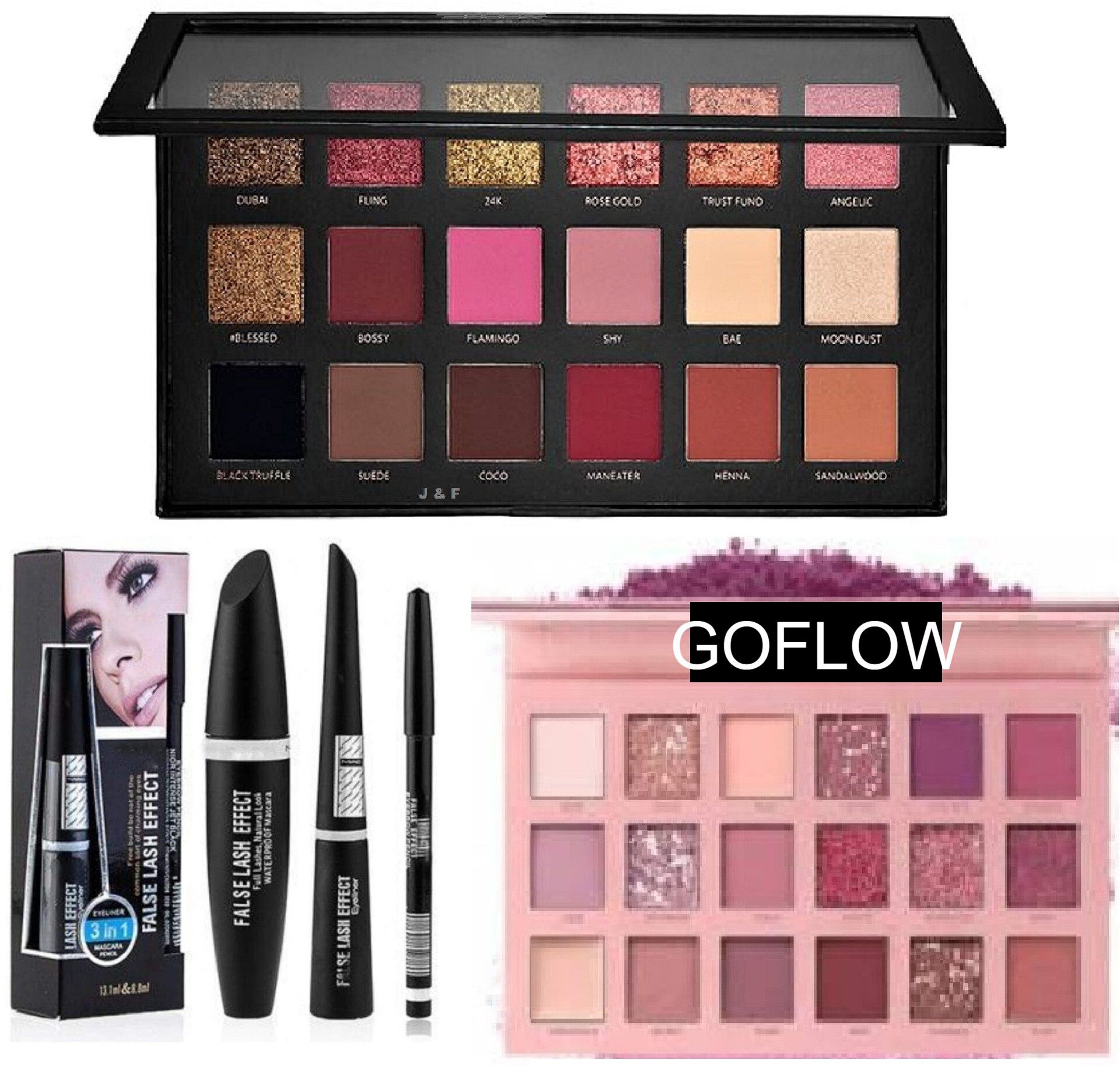 goflow Nude & Rose Gold Eyeshadow With 3 in 1 Mascara , Eyeliner and Eyebrow Pencil-picture-16