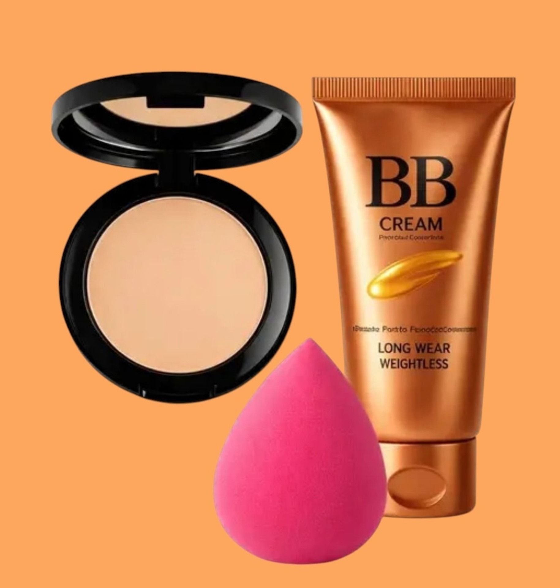 Makeup Combo Pack BB Cream Compact Powder Beauty Blender Sponge-image-34