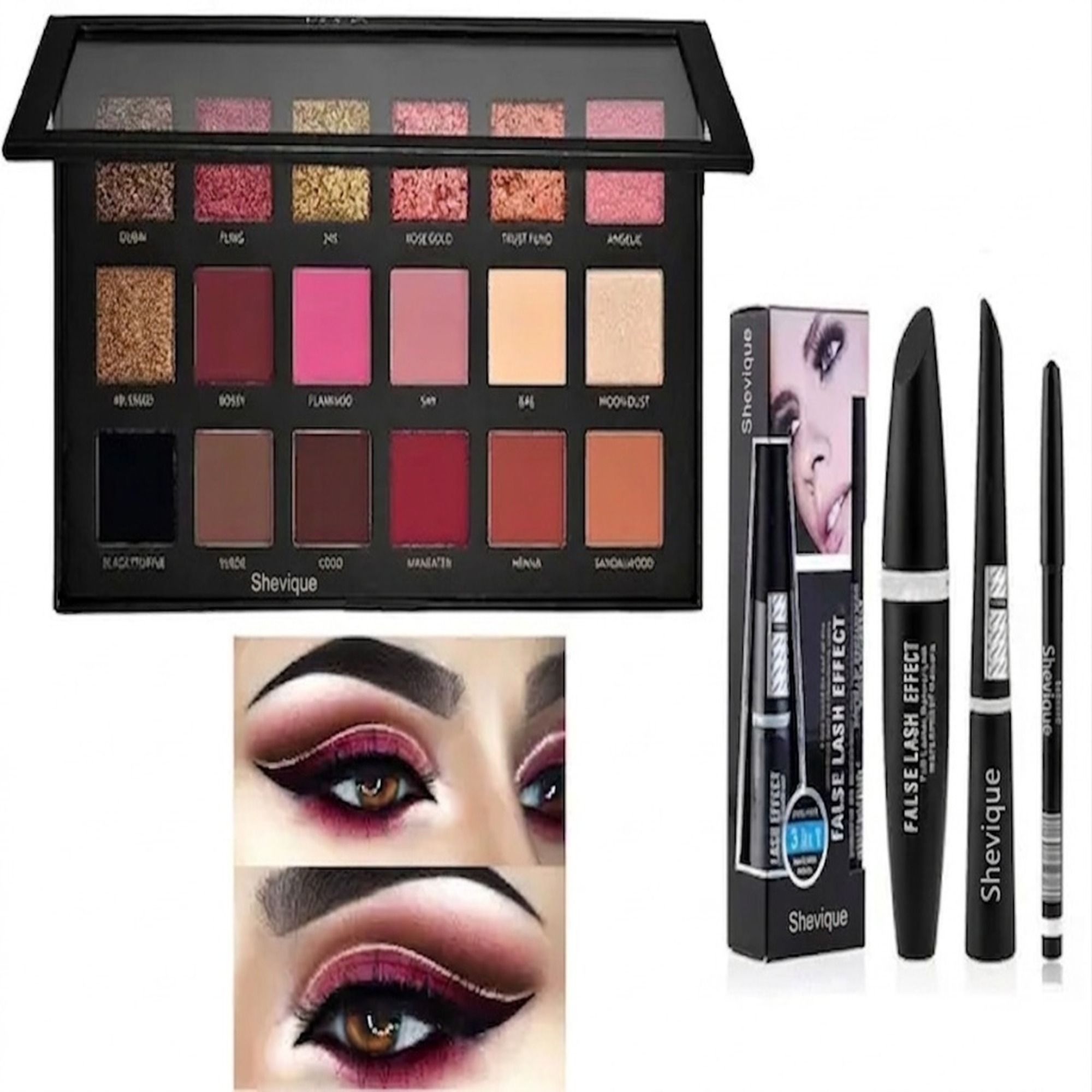 shevique 18 colors remastered eyeshadow with 3 in 1 mascara combo-picture-44