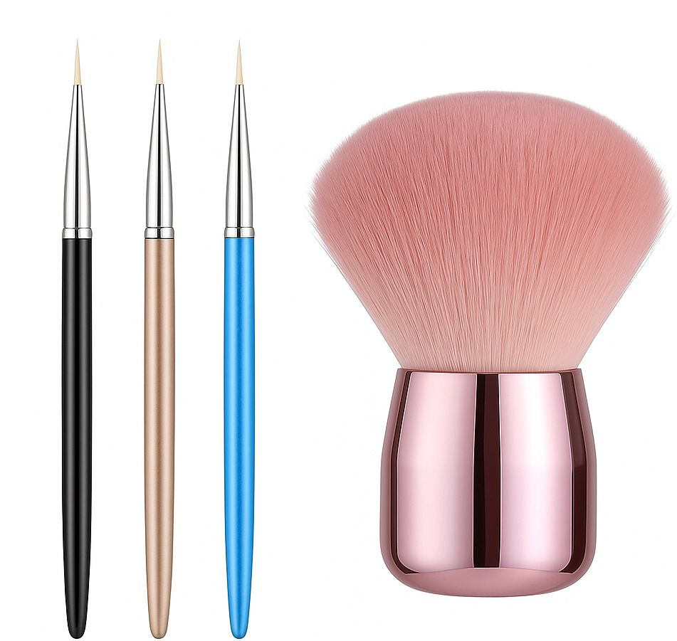 ozgale Ultimate Professional Nail Art Brush Set – Precision Liner Brushes with Soft Kabuki Brush (Pack of 2)-picture-14