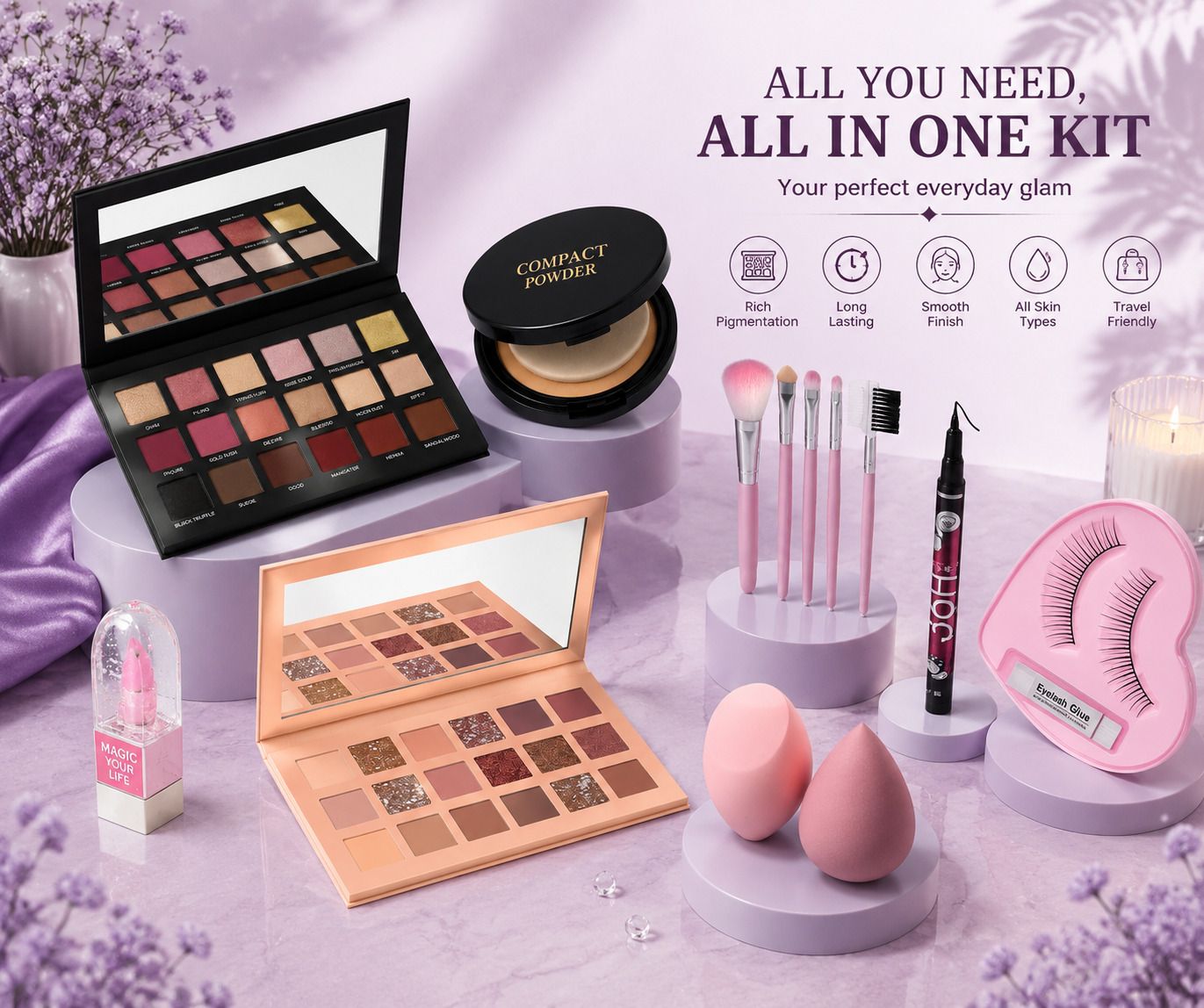 lipoxie Beauty Tools & Makeup Kit Combo With Brushes, Sponge Set & Eye Essentials-picture-23