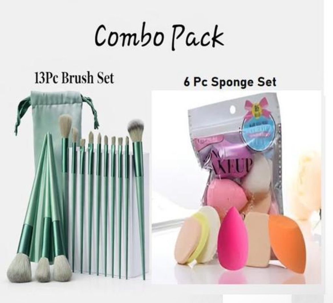 COMBO: 13PCS MAKEUP BRUSH AND 6 PCS SPONGE-image-1