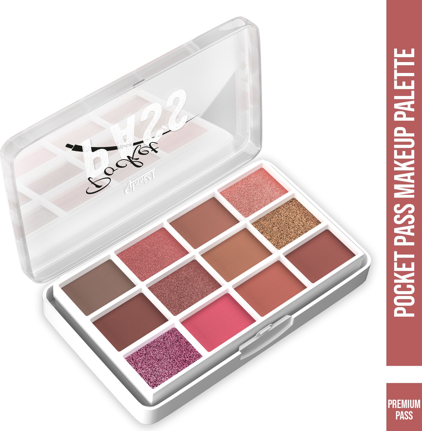 Pocket Pass All-in-1 Face Palette Eyeshadow+Compact+Blush+Highlighter & Brushes-image-3